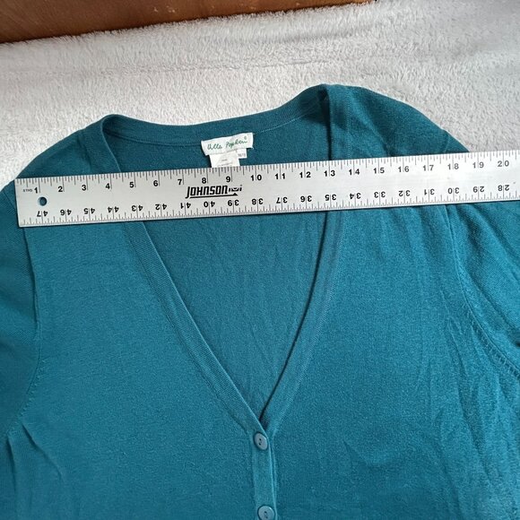 Ulla Popken Womens V-Neck Cardigan Sweater Size 16/18 Teal Button Front Pockets - Picture 5 of 7